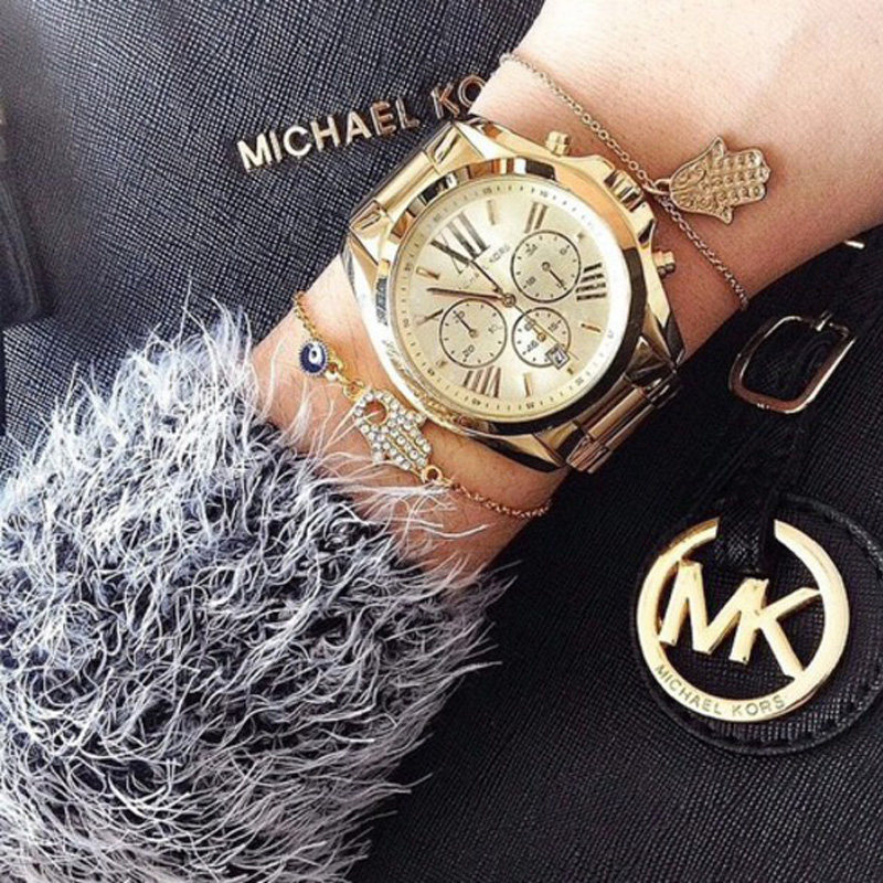 MICHAEL KORS big round meter disc fashion black gold steel chain calendar sweet and cool wind watches women MK6959 5605