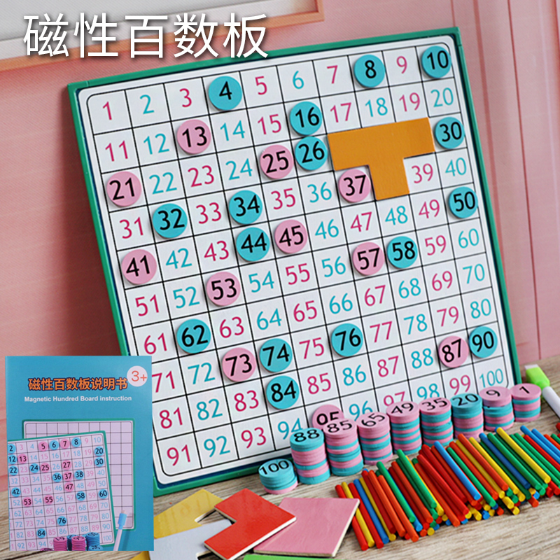 Montessori Hundred Board Magnetic Math Thinking Teaching Aids Recognizing Numbers 1 to 100 Magnetic Attraction Early Childhood Enlightenment Educational Toys