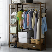 Simple household hanger solid wood floor-to-ceiling hanger room living room bedroom coat rack multifunctional storage rack