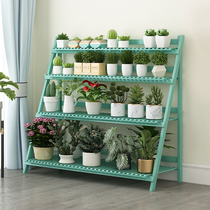 Flower rack shelf Living room indoor solid wood floor-to-ceiling simple hanging succulent modern balcony green dill flower pot shelf