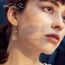 Japans new meteor flower crystal Japanese gentle earrings without pierced ear clips all-match long temperament Europe and the United States