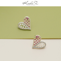 Sweet hipster Purple Crystal Zircon Pearl Hollow Earrings Earring No Ear Pole Ear Clip Daily Small