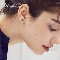 Simple commuting personalized fashion design square geometric stitching zircon earrings no pierced ear clips exquisite and small