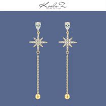 Gold star mans zircon tassel exquisite aesthetic temperament stud earrings painless earless pierced ear clip Koala pig