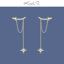Exquisite Golden small rocket star zircon tassel earrings earrings earless ear clip personality design age reduction