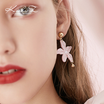 Old customer benefits Japanese pink acrylic flower earrings ear clips micro-defect non-refundable non-exchangeable velvet bag