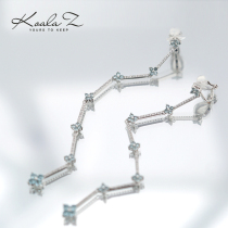 Super long simple and fresh zircon flower long tassel bamboo earrings without ear holes ear clips round face thin and cold women