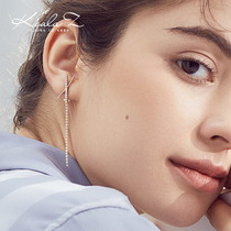 Simple design commuter style X-shaped zircon long tassel earrings without ear holes