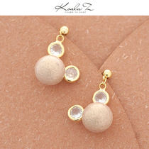 Japanese cute little mouse head wild cotton pearl earrings stud earrings ear clip without pierced ears