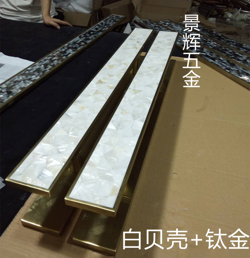 Chinese modern luxury door handle High-end hotel clubhouse shell craft handle Glass door wooden door handle