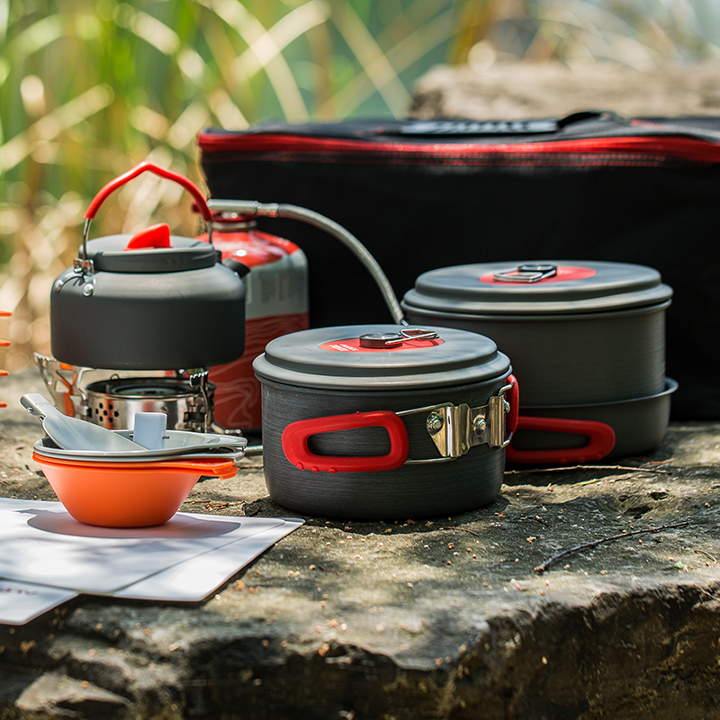 Love Luke Mediea Home Cookpot Outdoor Cookware Aluminum Alloy pan with portable camping pan Self-driving Pan Tool Suit