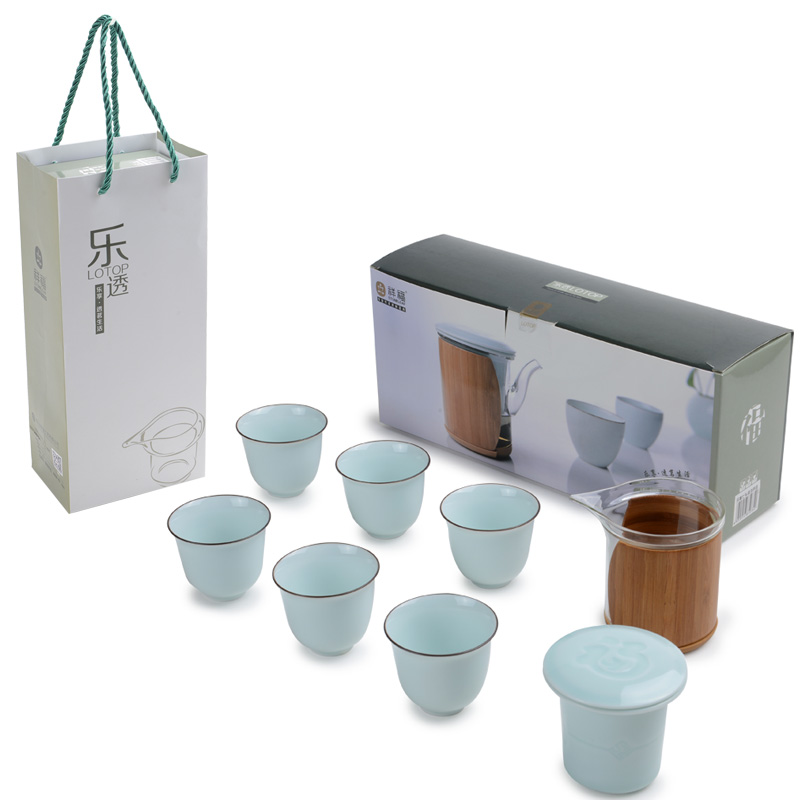 Spring tea auspicious blessing travel set of tea tea tea set of celadon portable travel tea set tea tray