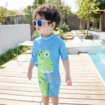 Cute kids swimsuit boy dinosaur one-piece shade sunscreen boys beach vacation swimsuit baby beach coat