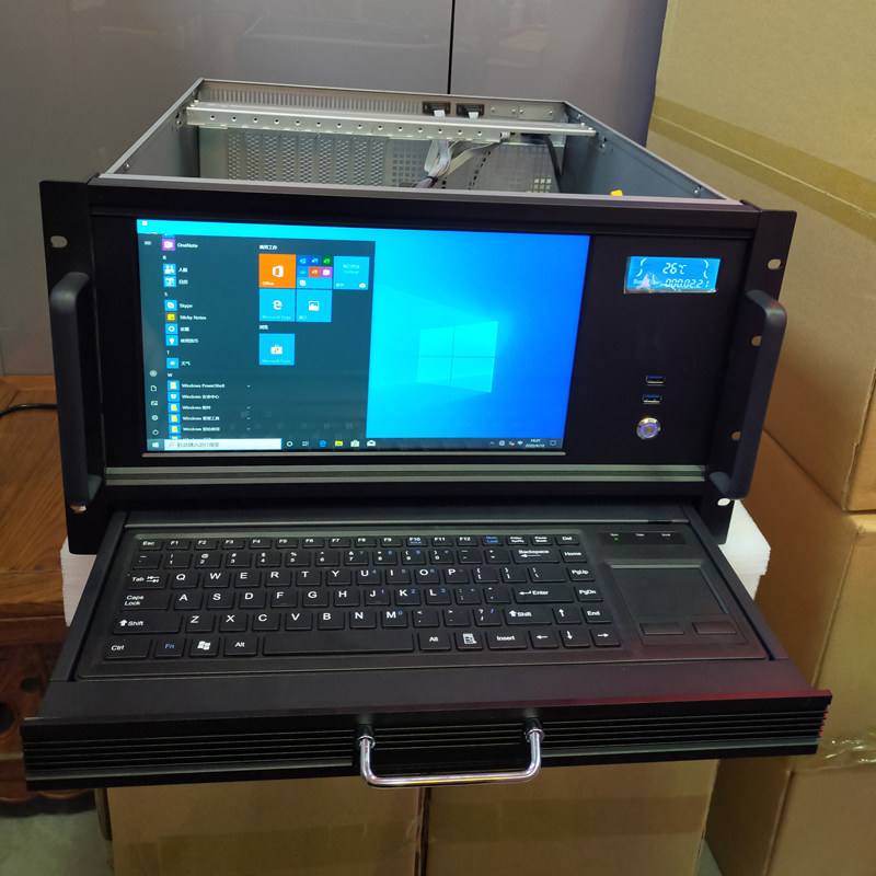 6U industrial computer box with touch display screen vice-screen pilot integrated industrial computer ATX large board film server