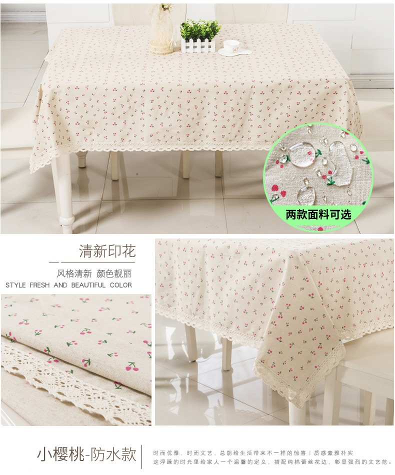 Khăn trải bàn bằng vải cotton không thấm nước đơn giản theo phong cách Nhật Bản sân vườn gió nhỏ tươi hình chữ nhật bàn cà phê khăn trải bàn bằng vải khăn lót bàn phòng khách