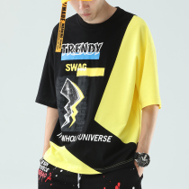 Trend short sleeve male ins fat fat plus size loose youth students National Tide Original 5 Half sleeve t-shirt