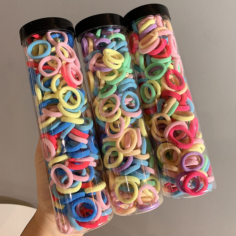 images 9:Children's hair circle Girls with high elastic force ponytail rubber band hair editing without injury baby headline red hair rope cover