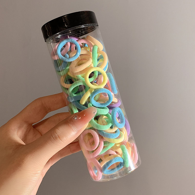 images 3:Children's hair circle Girls with high elastic force ponytail rubber band hair editing without injury baby headline red hair rope cover