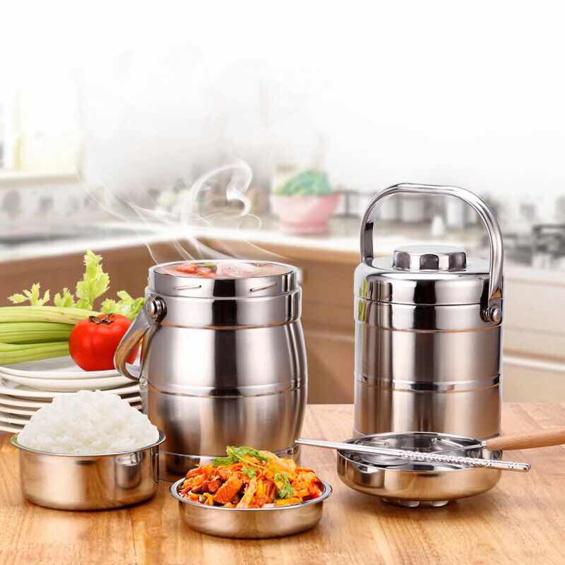 Yongxi stainless steel insulated lunch box student multi-layered grid pot 3-layer fast food bucket insulation bucket adult lunch box