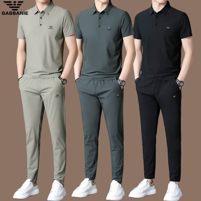 Chiamania Sports Casual Suit for Middle-Aged Men 2026 Summer Short-Sleeved High-End Brand Two-Piece Running Set