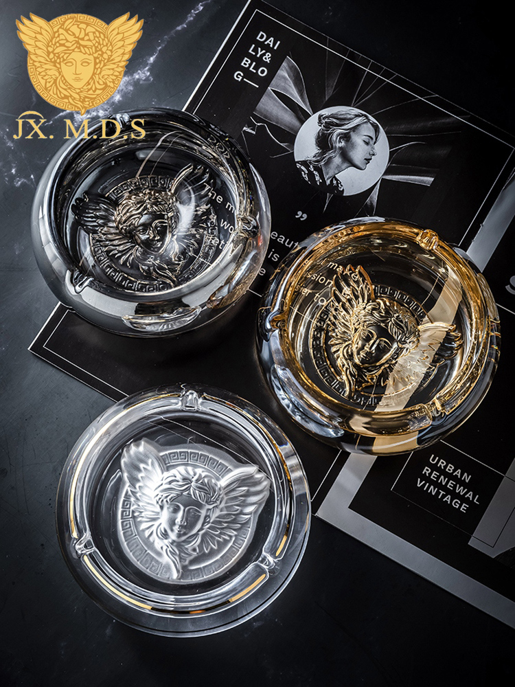 Beauty Duessa Avatar Creative Fashion Tobacco Cylinders Crystal Glass Cigarette Ash Trays Office Pendulum Gift Plated Cigarette Ash