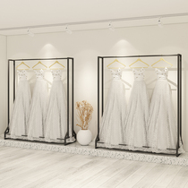 Wedding shop dress display stand photo studio Xiuhe clothing display rack floor-to-ceiling hanging wedding dress rack black cheongsam stand