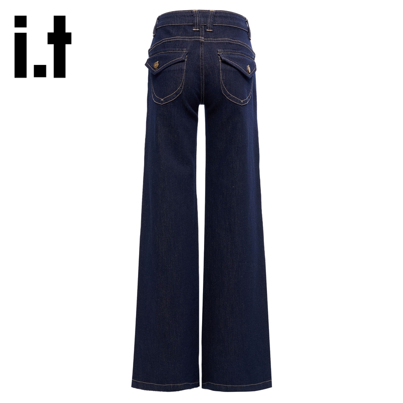 I.T: Chocoolate Denim Blue Narrow Wide-Leg Jeans for Women 2026 Summer Thin New High-Waisted Loose Straight-Leg I.T: Chocoolate Denim Blue Narrow Wide-Leg Jeans for Women 2026 Summer Thin New High-Waisted Loose Straight-Leg