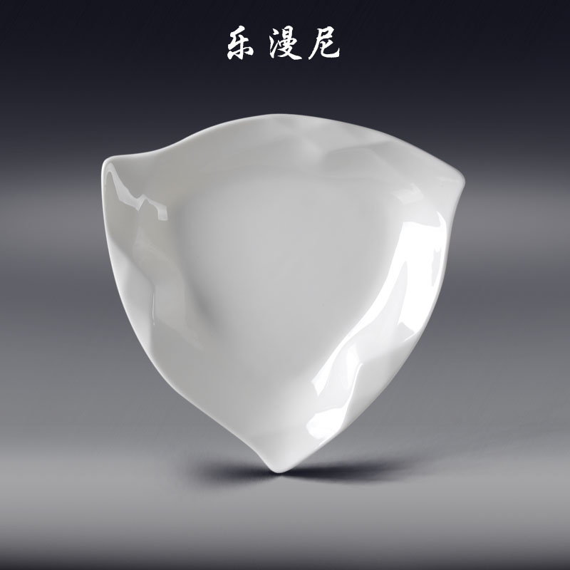 Le diffuse, diamond, triangle corner deep dish - pure white ceramic creative dishes cold hot plate hotel