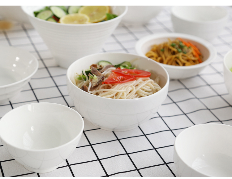 Bát cơm bằng bát canh xà lách bát tròn hộ gia đình khách sạn trắng sáng tạo bộ phở bát lò vi sóng bát đĩa đẹp
