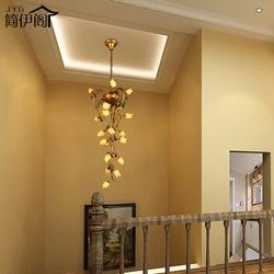 American-Style Chandelier for Dining Room and Living Room, Pastoral Style Lighting, 2025 New Model, Floral Bedroom Lamp, Staircase Duplex Chandelier