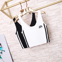 Stitching thin sports suspender small vest women wear Korean embroidery short sleeveless base knitted top tide