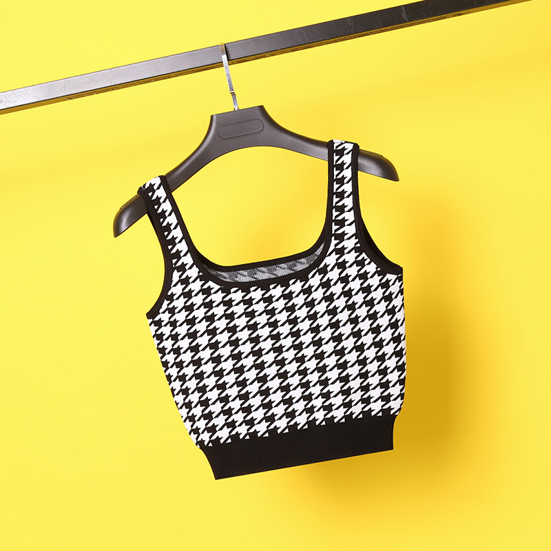 Thousands Birds Gnitwear Sweatshirt Vest Woman short section Sexy open lock bone sleeveless high waist Ruvel wrap chest 100 lap with small harnesses