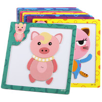 Three-dimensional magnetic puzzle puzzle puzzle childrens puzzle early education Wooden cartoon animal traffic cognitive toy
