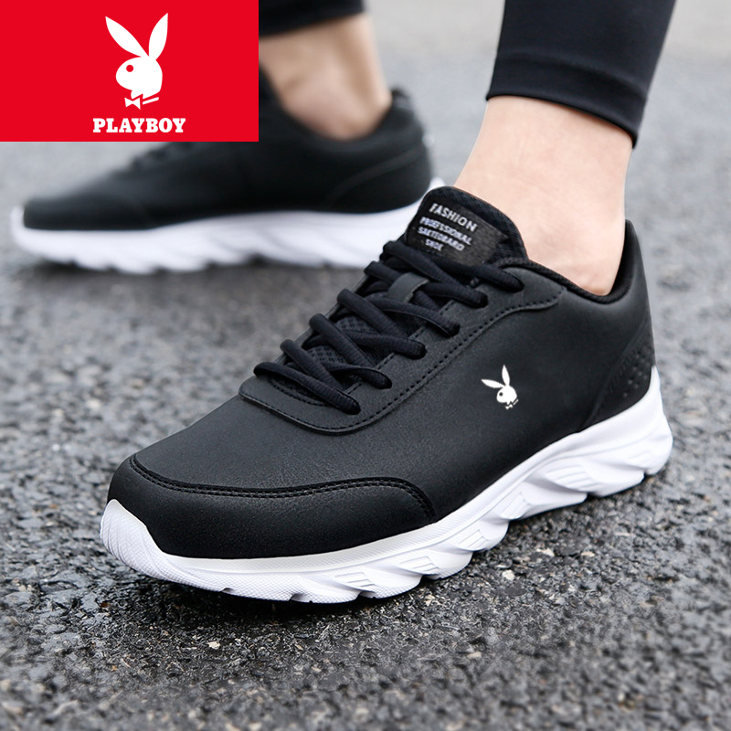 Playboy Men's Shoes 2026 Spring/Summer New Sports Shoes Men's Leather Lightweight Casual Shoes Men's Shock-Absorbing Running Shoes