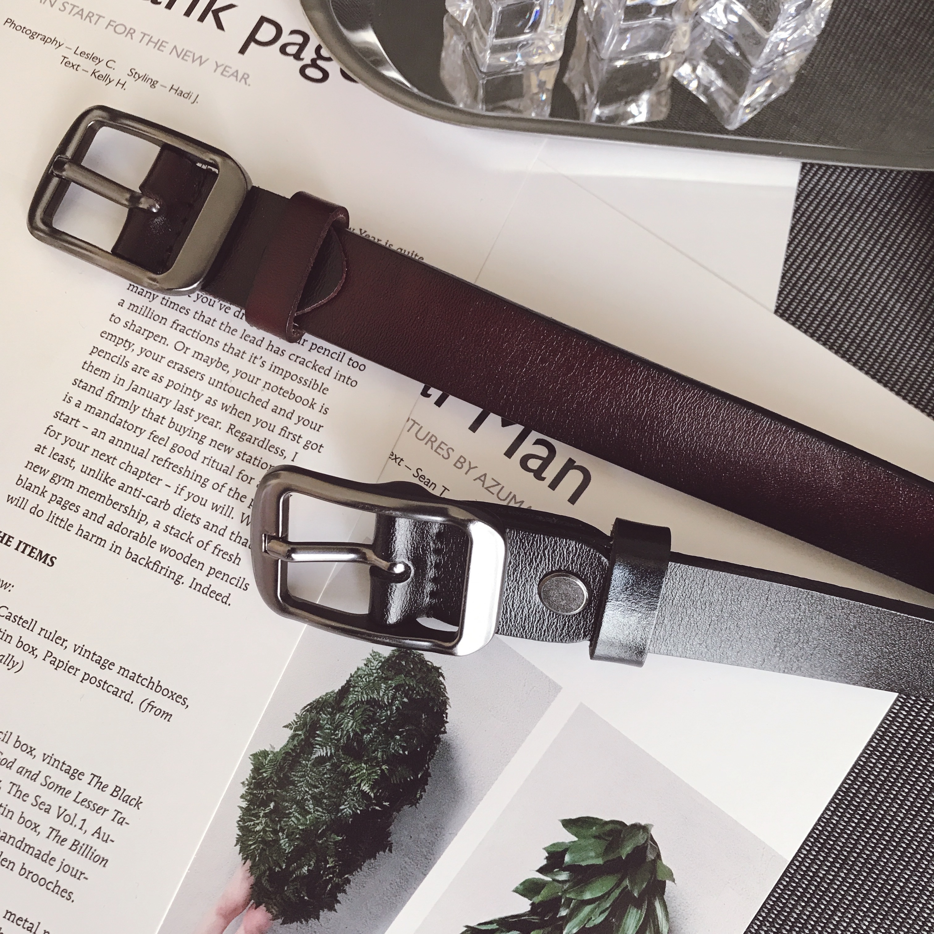 British tide men leather leather leather Han version of a simple casual belt men and small pants belt belt calf leather narrow belt