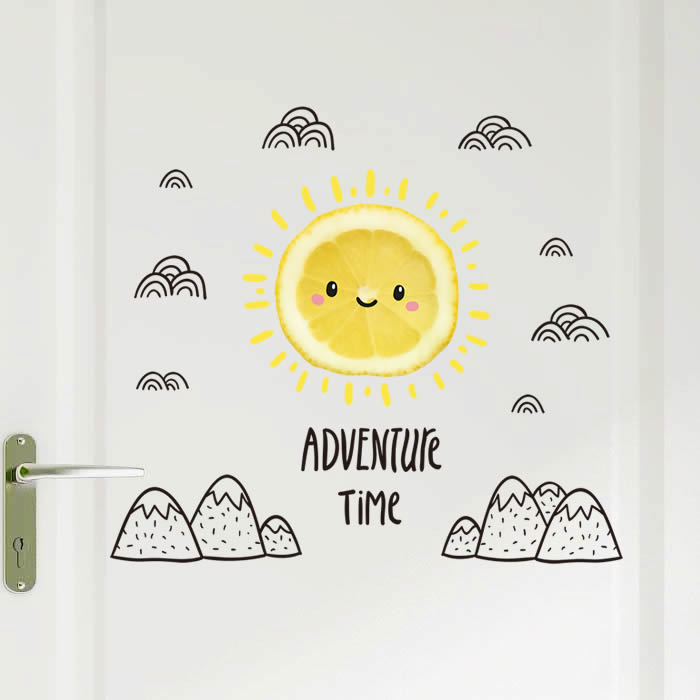 Wall Sticker Cartoon Sunshine Adventure sleeping room Living room Bedroom Background Wall Brief Nordic Wall Ins Style Painting Stickers