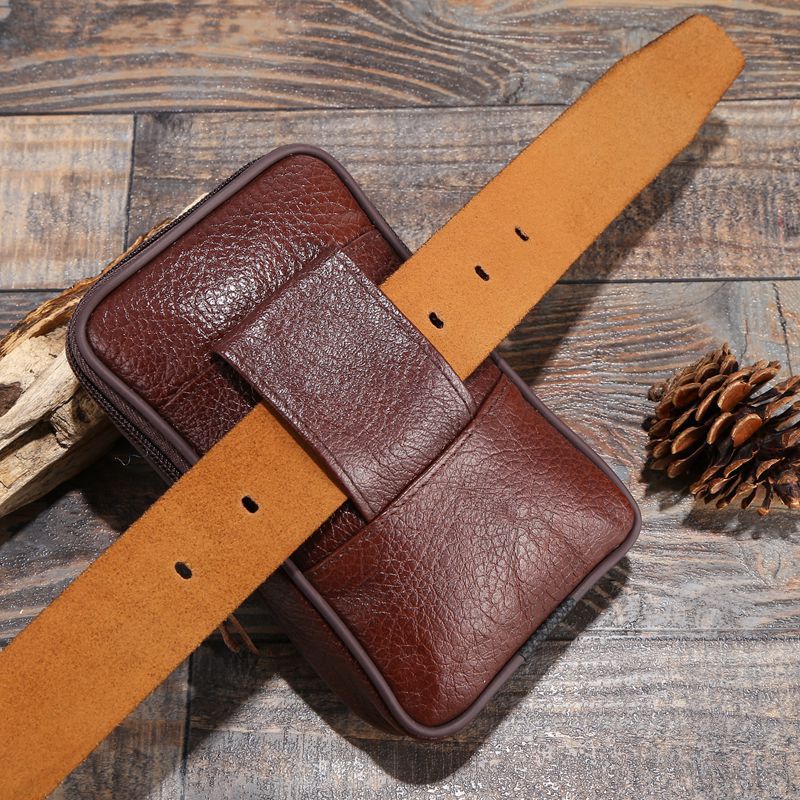 Da đa chức năng dây đai túi nam 6 inch da bò treo thẳng đứng túi túi người già túi máy điện thoại di động tui xach juno