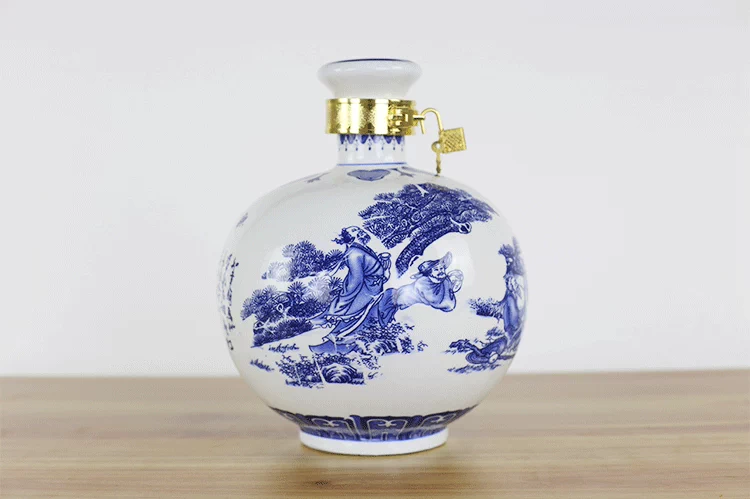 Jingdezhen 8 kg bình gốm sứ Màu xanh và trắng rượu vang chai rỗng 2 kg tải cao niêm phong có khóa ly rượu đẹp