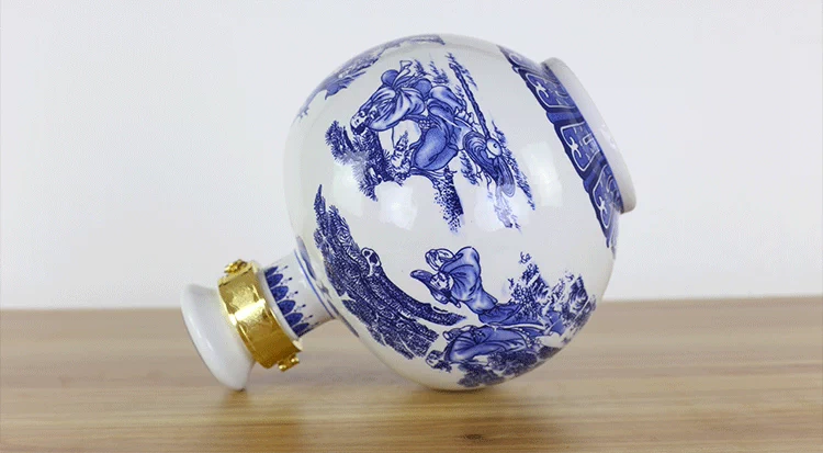 Jingdezhen 8 kg bình gốm sứ Màu xanh và trắng rượu vang chai rỗng 2 kg tải cao niêm phong có khóa ly rượu đẹp