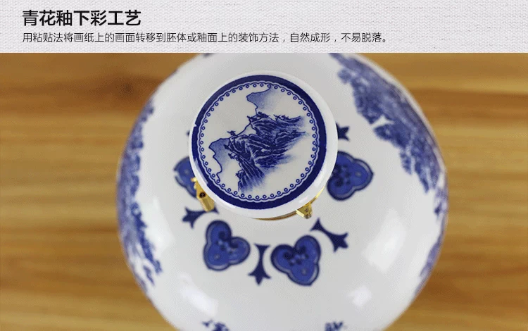 Jingdezhen 8 kg bình gốm sứ Màu xanh và trắng rượu vang chai rỗng 2 kg tải cao niêm phong có khóa ly rượu đẹp