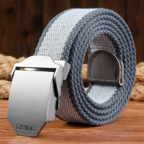 Automatic buckle canvas belt for mens belts Students Youth Korean version pants with men and women 100 hitch casual cloth belts Outdoor