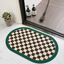 Soft Silicon Algae Clay Chessboard Lattice Absorbent anti-slip ground floor Toilet Doorway Eu Type Machine Washable Dust Suction footbed Sub-thickened
