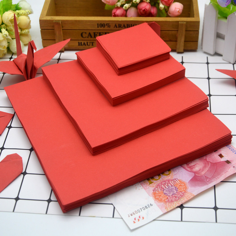 Large red square folding paper Kindergarten Stack Loving thousands of paper cranes pure color cardboard diy multifunctional paper cutting material