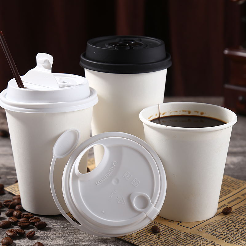 Disposable paper cup cover flip cover plastic milk tea coffee cup cover 80 90mm caliber switch cover black and white