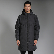 Middle-length style Lianhood cotton clothes Mens autumn winter windproof and warm cotton padded jacket football training to play in winter training anti-cold jacket