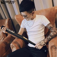 Белая футболка с коротким рукавом, цветная летняя одежда, в корейском стиле