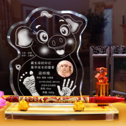 Newborn Hand and Foot Inkpad Permanent Souvenir Baby Year of the Pig Crystal Hand and Foot Print Fetal Brush on-site Production