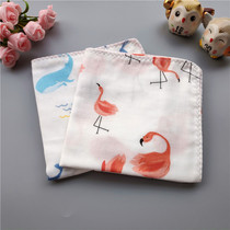 Dolphin print cotton small handkerchief Double cotton yarn soft sweat-absorbing handkerchief Flamingo cotton square towel sweat towel female