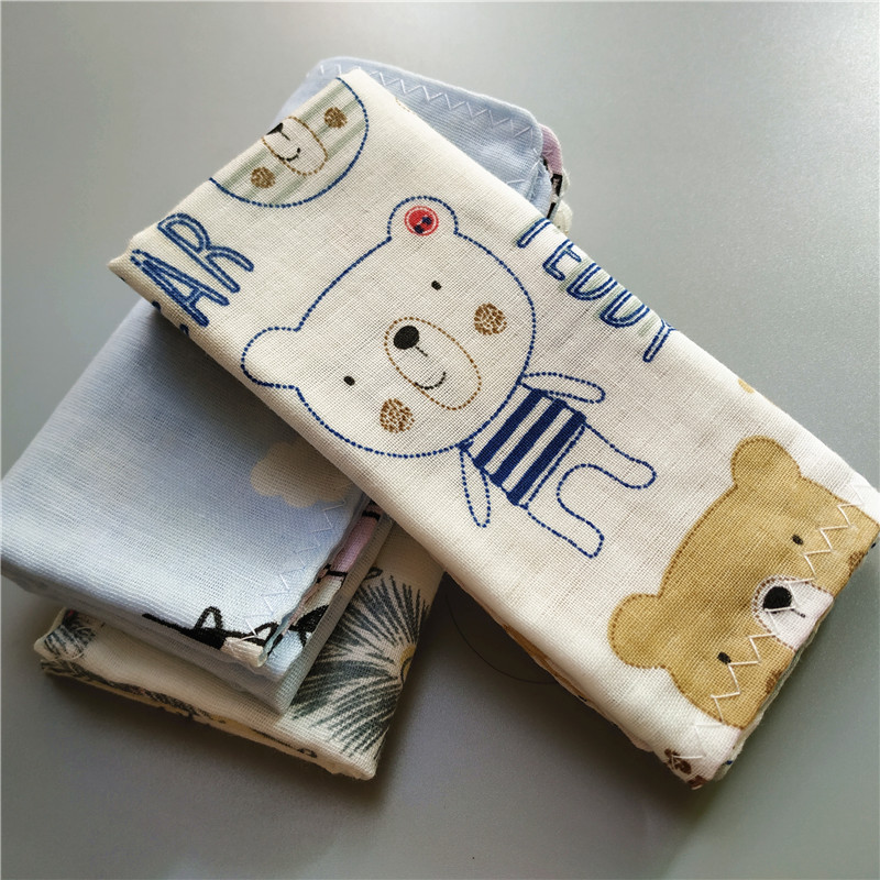 Cotton cotton handkerchief Cartoon Bear Printed Children's Fang Towel Pure Cotton Handkerchief With Sweat and Double Portable Small Hand Towels