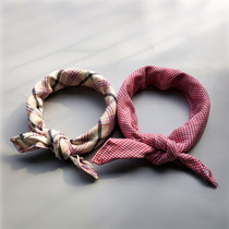 Small fresher red and white plaid collar towels pure cotton yarn small scarf autumn winter scarf Decorative Scarves for women Sweat Great Handkerchief